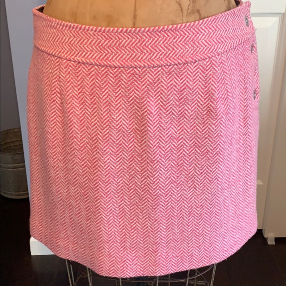 Vineyard vines pink herringbone wool blend skirt